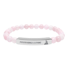 Engraved Natural Stone Stretch Bar Bracelet — Personalized Beaded Healing Stone Bracelet