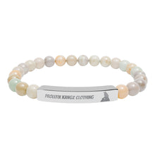 Engraved Natural Stone Stretch Bar Bracelet — Personalized Beaded Healing Stone Bracelet