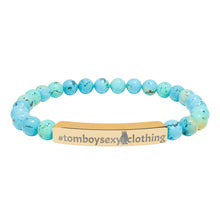 Engraved Natural Stone Stretch Bar Bracelet — Personalized Beaded Healing Stone Bracelet