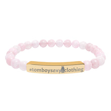 Engraved Natural Stone Stretch Bar Bracelet — Personalized Beaded Healing Stone Bracelet