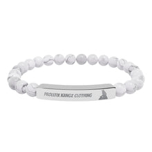 Engraved Natural Stone Stretch Bar Bracelet — Personalized Beaded Healing Stone Bracelet