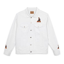 Embroidered Unisex Denim Jacket, Trendy White Jean Jacket for Casual Wear, Festival Outfit, Gift for Her, Street Style, Unique Fashion