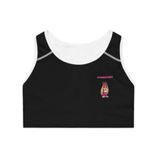 Trendy Black Sports Bra with Fun Design for Active Lifestyle