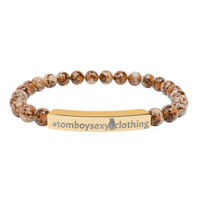 Engraved Natural Stone Stretch Bar Bracelet — Personalized Beaded Healing Stone Bracelet