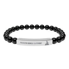 Engraved Natural Stone Stretch Bar Bracelet — Personalized Beaded Healing Stone Bracelet