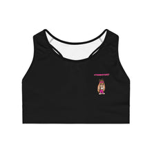 Trendy Black Sports Bra with Fun Design for Active Lifestyle